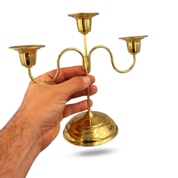 CASTIÇAL DE LATÃO 3 VELAS - Imagem 2