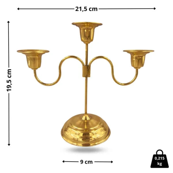 CASTIÇAL DE LATÃO 3 VELAS - Imagem 3